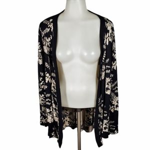 BELLDINI Floral Black and Cream Cardigan Size 1X